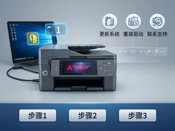 解决 HP OfficeJet 5200 系列“无法安装驱动程序”及“驱动程序不可用”错误